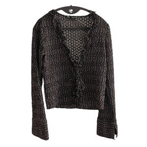 Zara Textured Top/Cardigan Ruffled Trim Size Small in Pink, Green, Black GUC